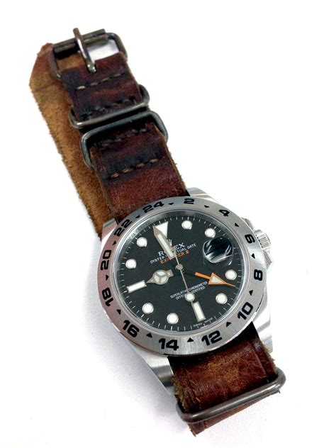 rolex explorer with leather band|authentic rolex leather watch bands.